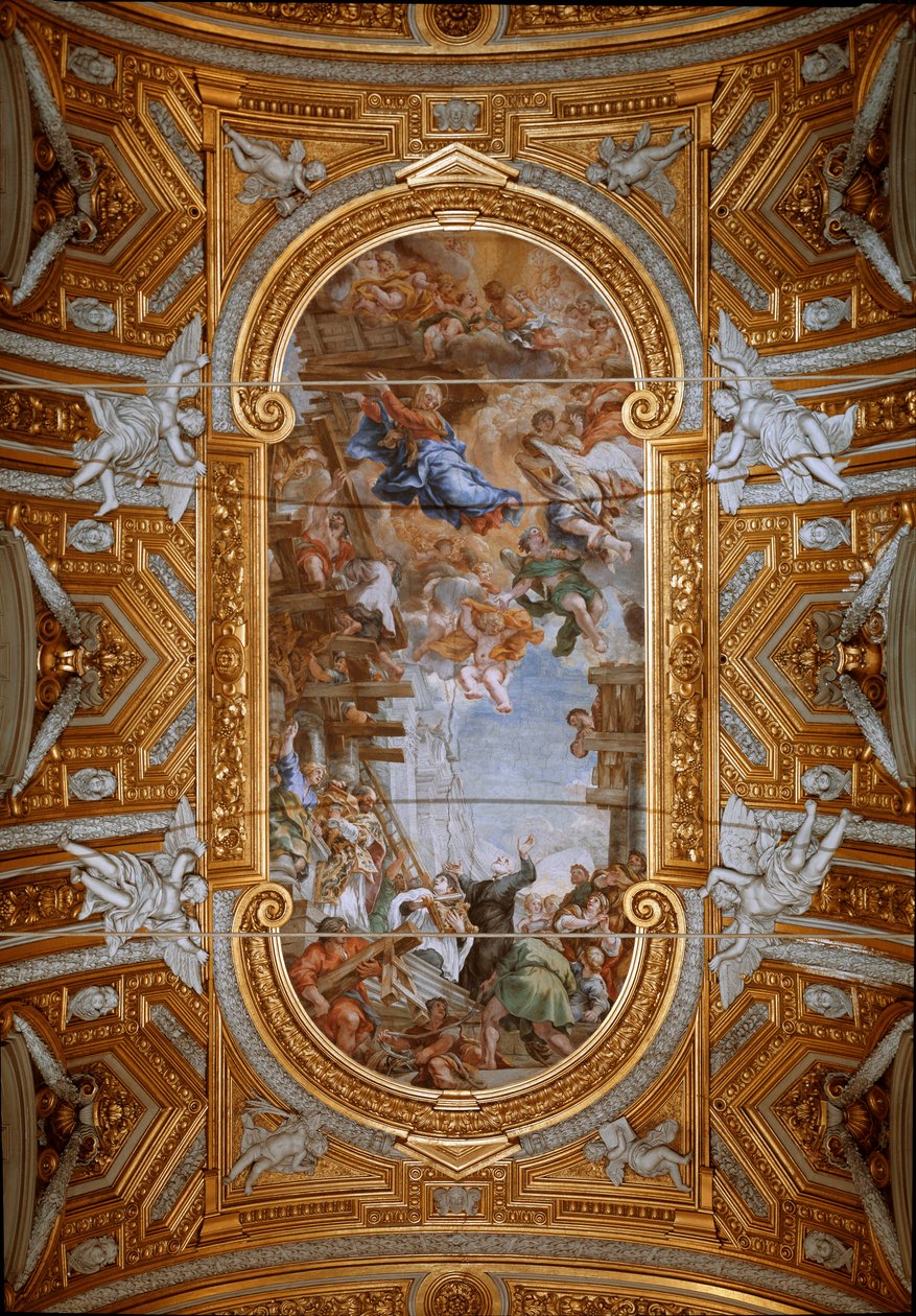 La Vierge apparaît à Saint Philippe Néri (Filippo Neri) pendant la construction de l