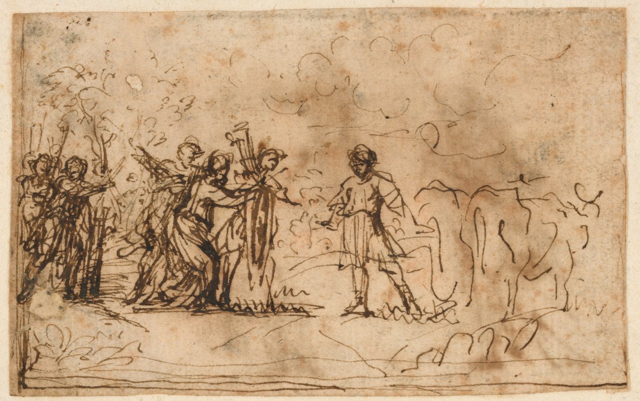 Cincinnatus appelé du champ, étude pour la "Storia di Cincinnato," Galerie de la Villa Sacchetti (maintenant Chigi), Castelfusano - Pietro da Cortona