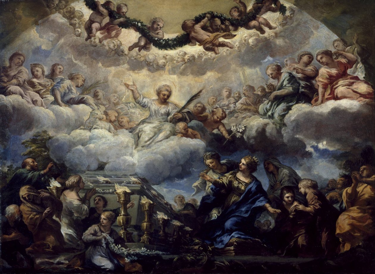 La vision de sainte Constantia devant le tombeau des saintes Agnès et Émérentienne - Pietro da Cortona
