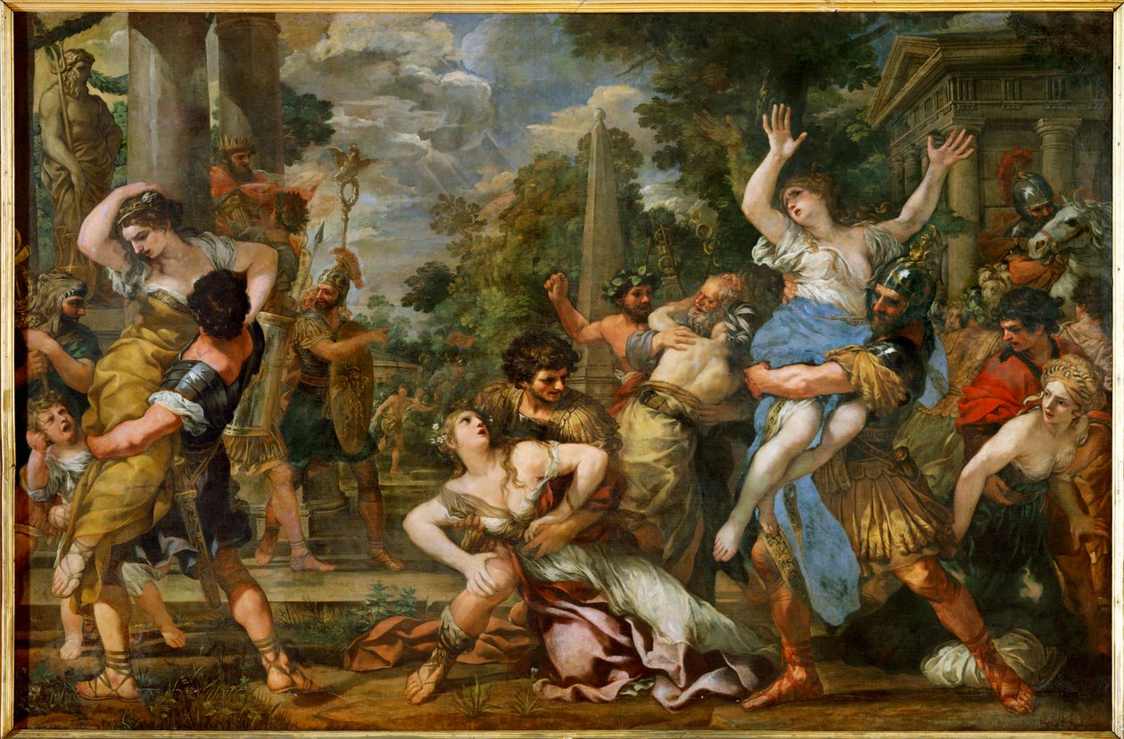 Le viol des Sabines (peinture sur toile) - Pietro da & Ferri Ciro (1634-89) Cortona