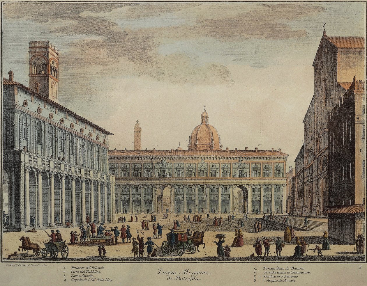 Italie, Bologne, Piazza Maggiore ou Piazza Grande - Pio Panfili