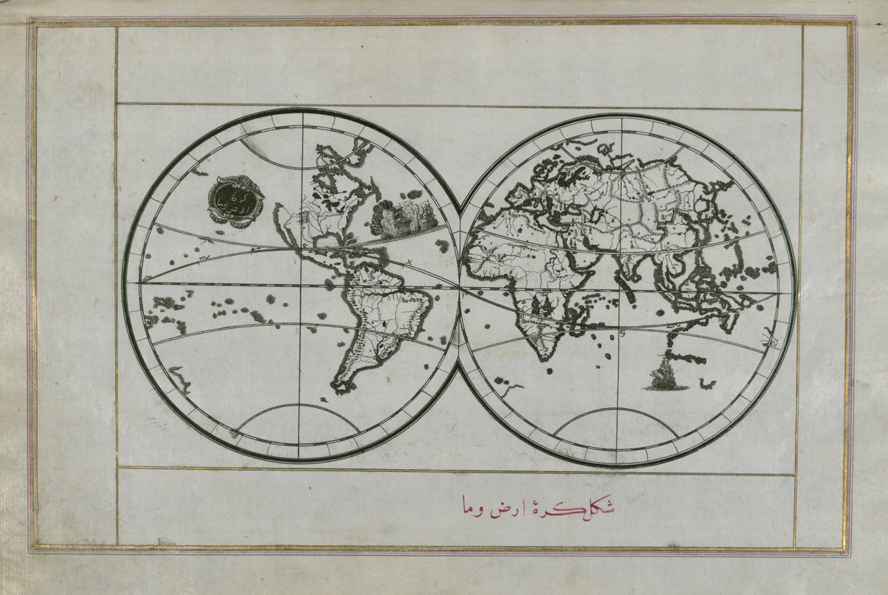 Carte du monde en double hémisphère - Piri Reis
