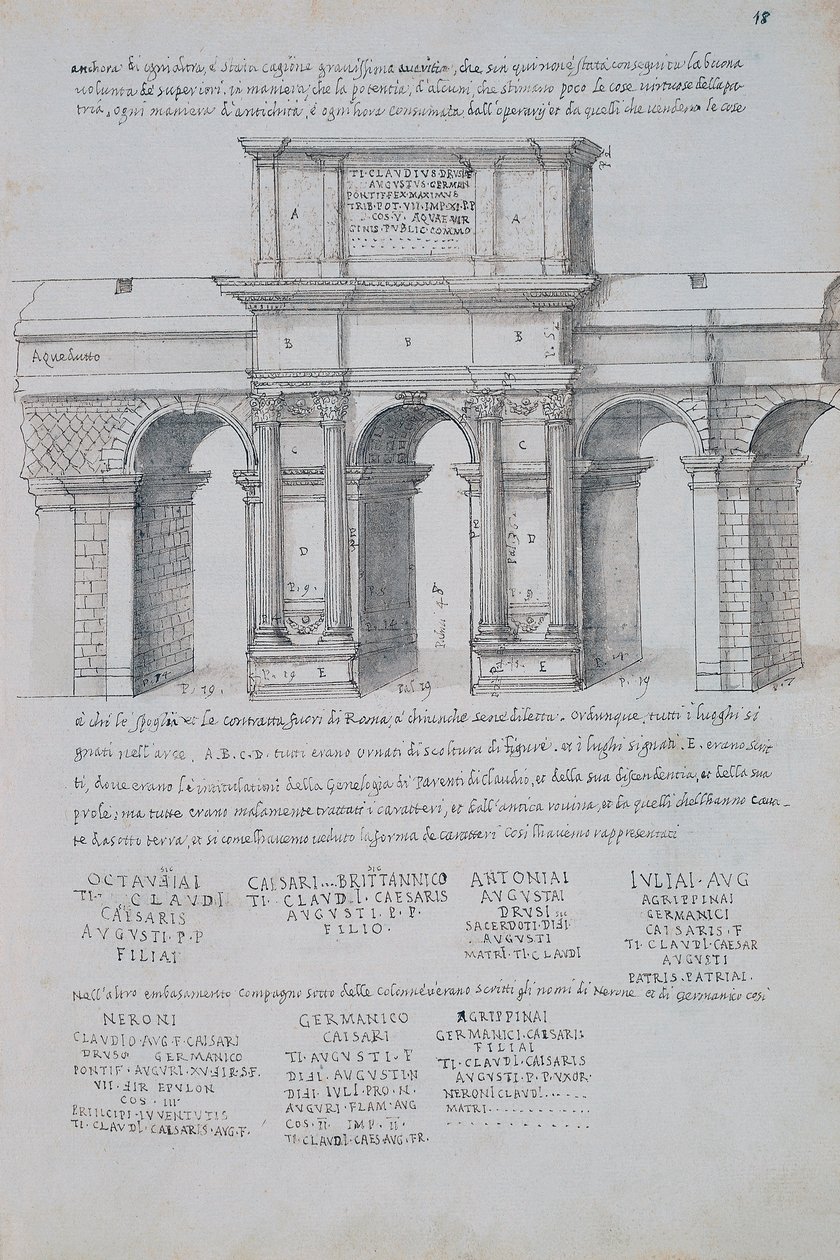 Arc de Claude à Rome, dessin, tiré des Antiquités romaines, par Pirro Ligorio (1513-1583) - Pirro Ligorio