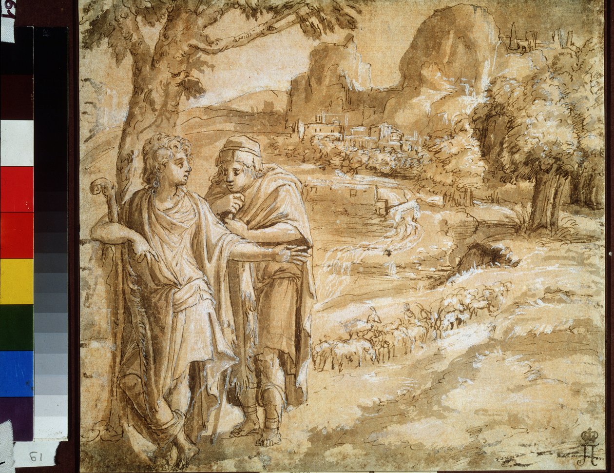 Berger et pèlerin dans un paysage - Pirro Ligorio