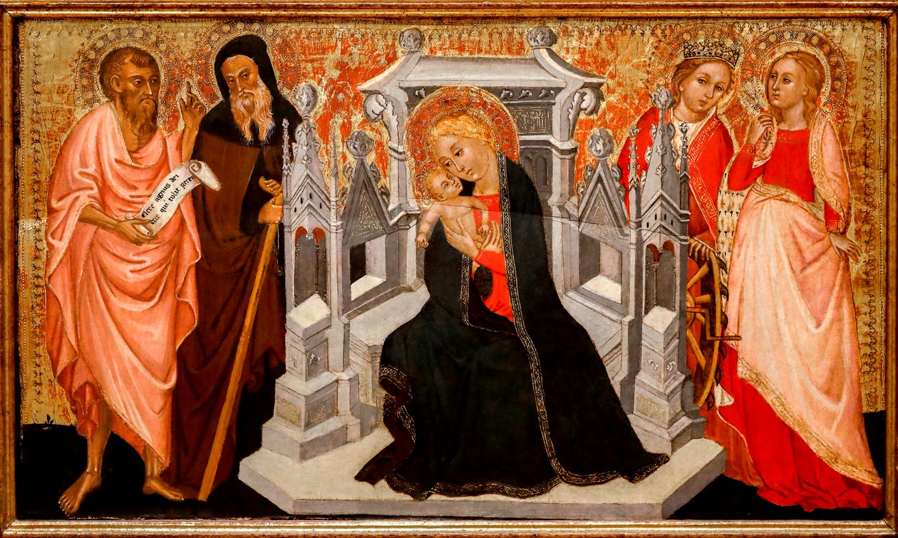 Madone et enfant avec saints. XVe siècle - Pittore Marchigiano