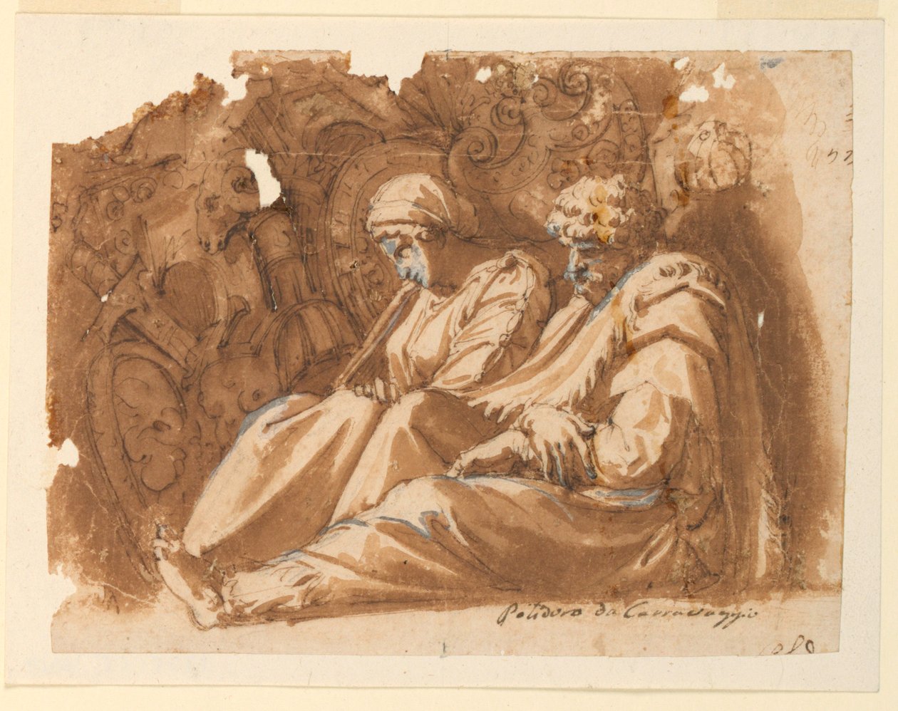 Figures assises avec trophée - Polidoro da Caravaggio
