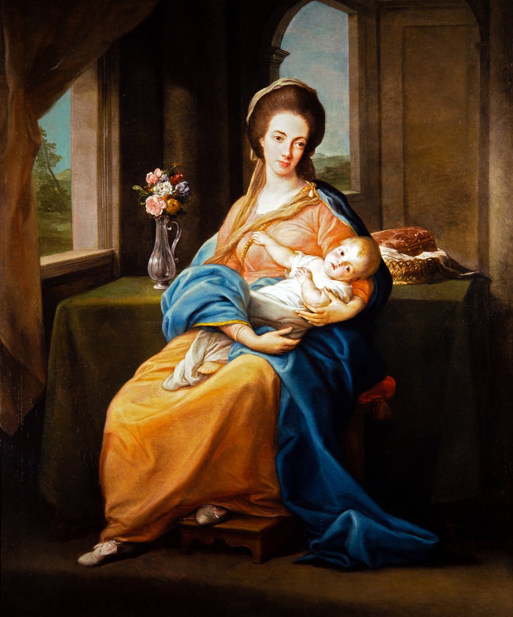 Paire de portraits, Dame avec un enfant - Pompeo Girolamo Batoni