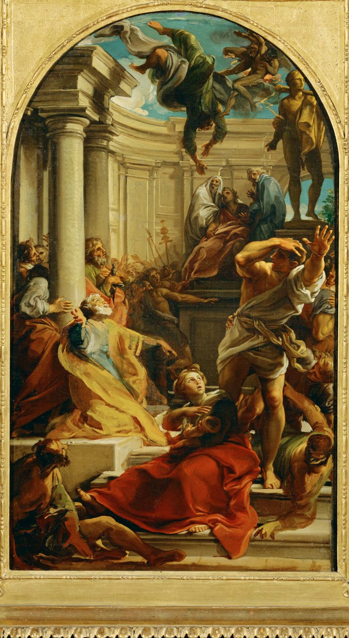 La chute du magicien Simon Magus (peinture sur toile) - Pompeo Girolamo Batoni