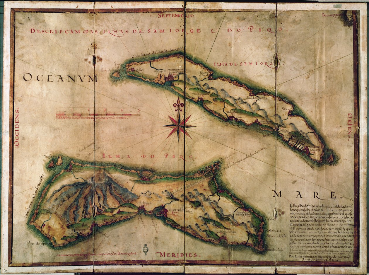 Carte géographique des Açores, 1587 - Portuguese School