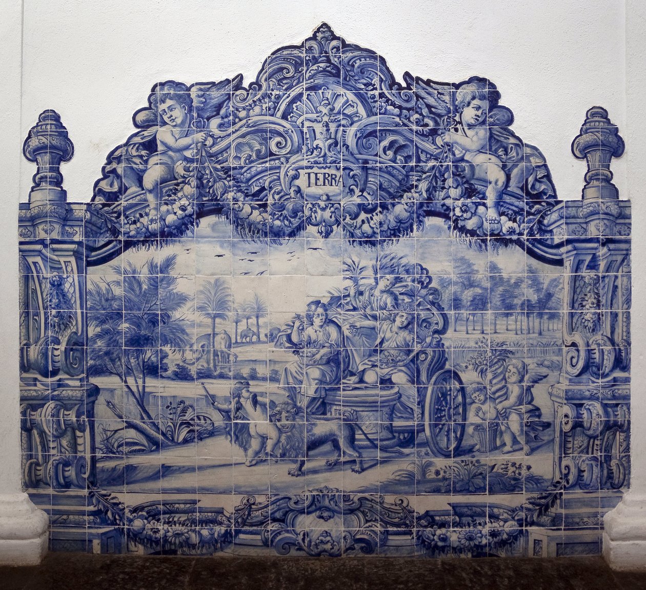 Allégorie de la Terre - Azulejos, faïence peinte - Portuguese School