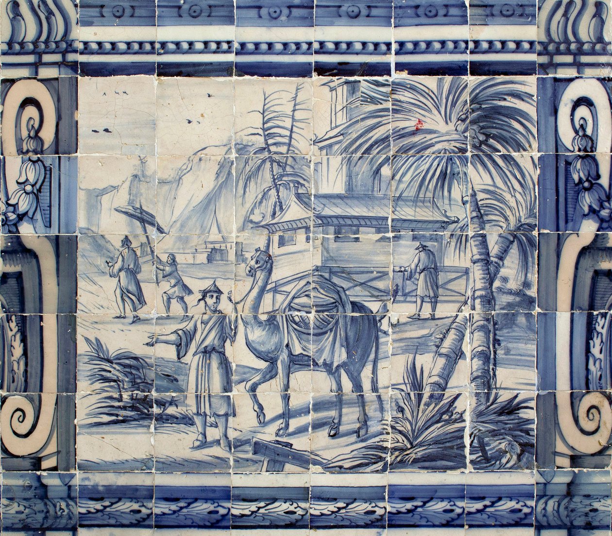 Scène avec un chameau en Asie - Portuguese School
