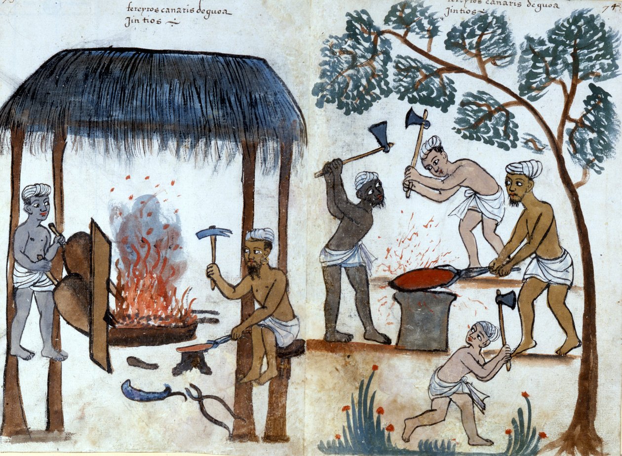 La métallurgie indienne primitive. Manuscrit portugais du 16ème siècle. Rome, Bibl. Casanatense - Portuguese School