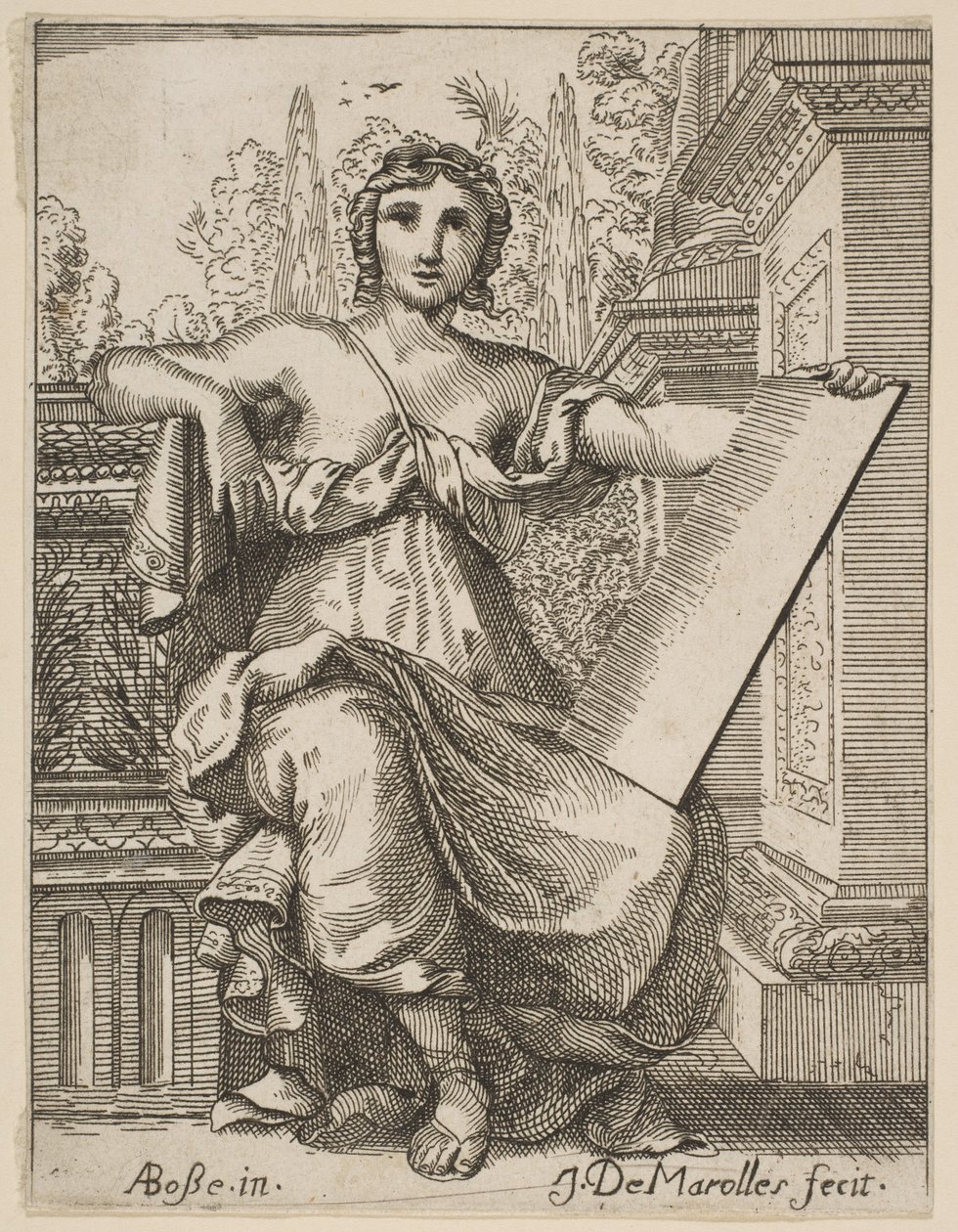 Femme assise tenant une tablette, fin 17ème, milieu 18ème siècle - Possibly by Jean Antoine de Maroulles