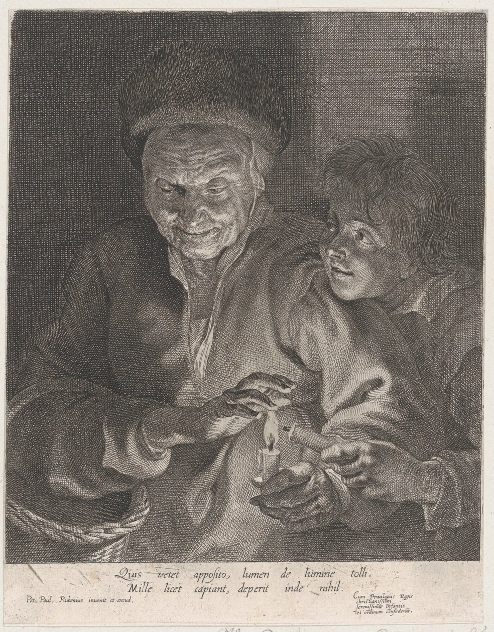 Vieille femme et un garçon avec des bougies, vers 1620-30 - Possibly by Paulus Pontius.