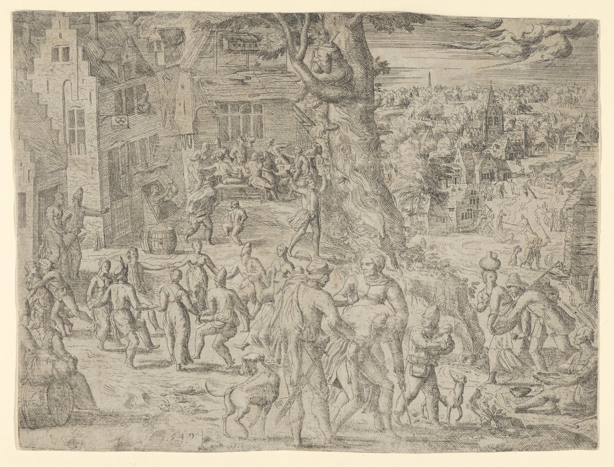 La foire du village, 1549 - Possibly by Peeter van der Borcht.