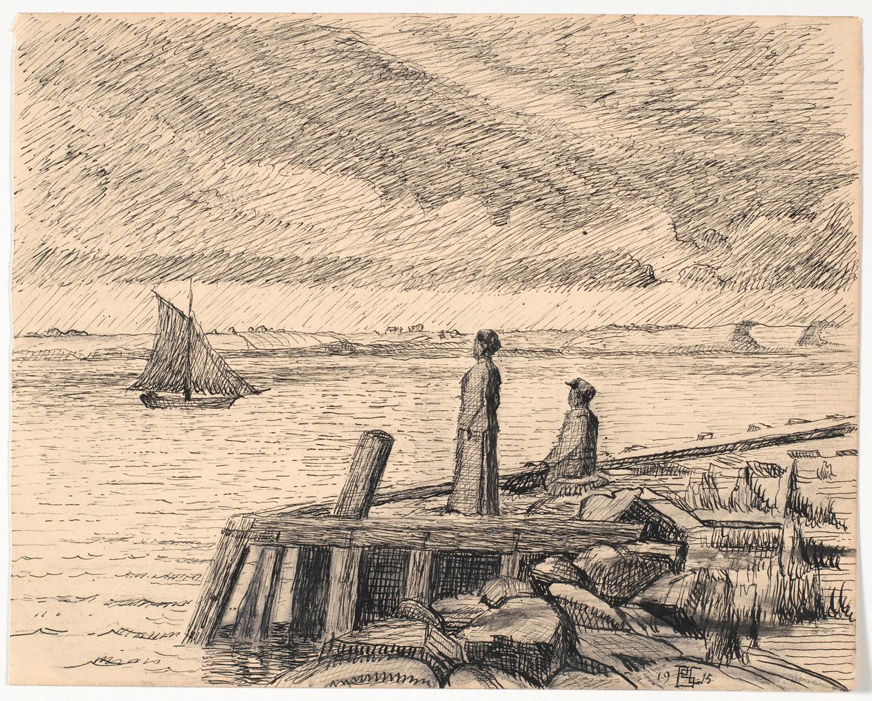 Le moulin à Dyrnæs. Temps gris - Poul S. Christiansen
