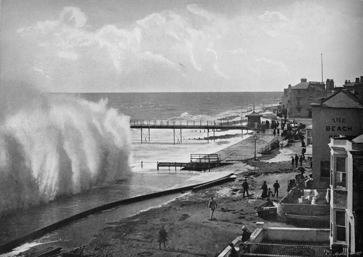 Une grande mer à Bognor, vers 1896 - Poulton and Co