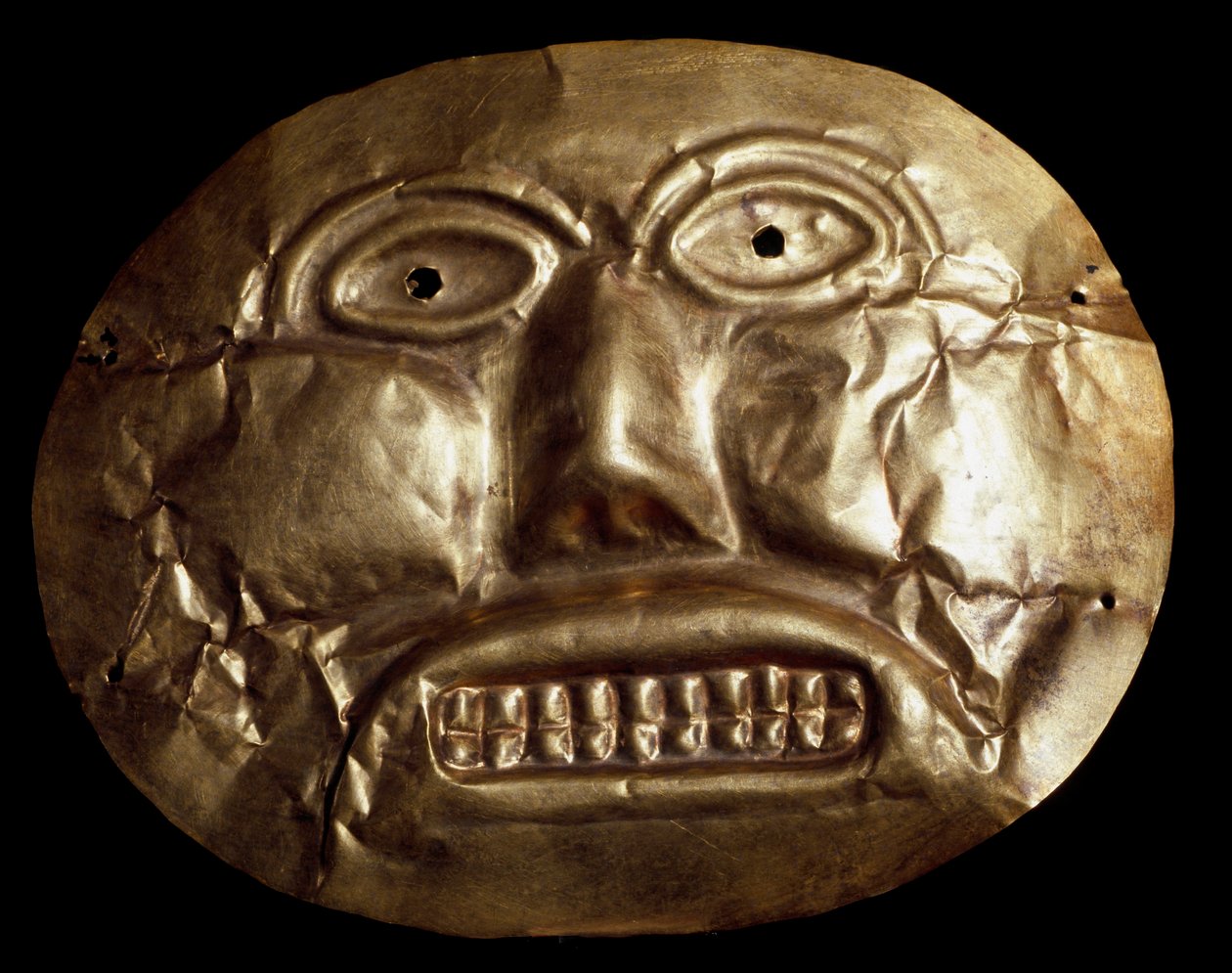 Civilisation précolombienne Calima : masque funéraire en or. 7e-15e siècle - Pre Columbian Pre Columbian