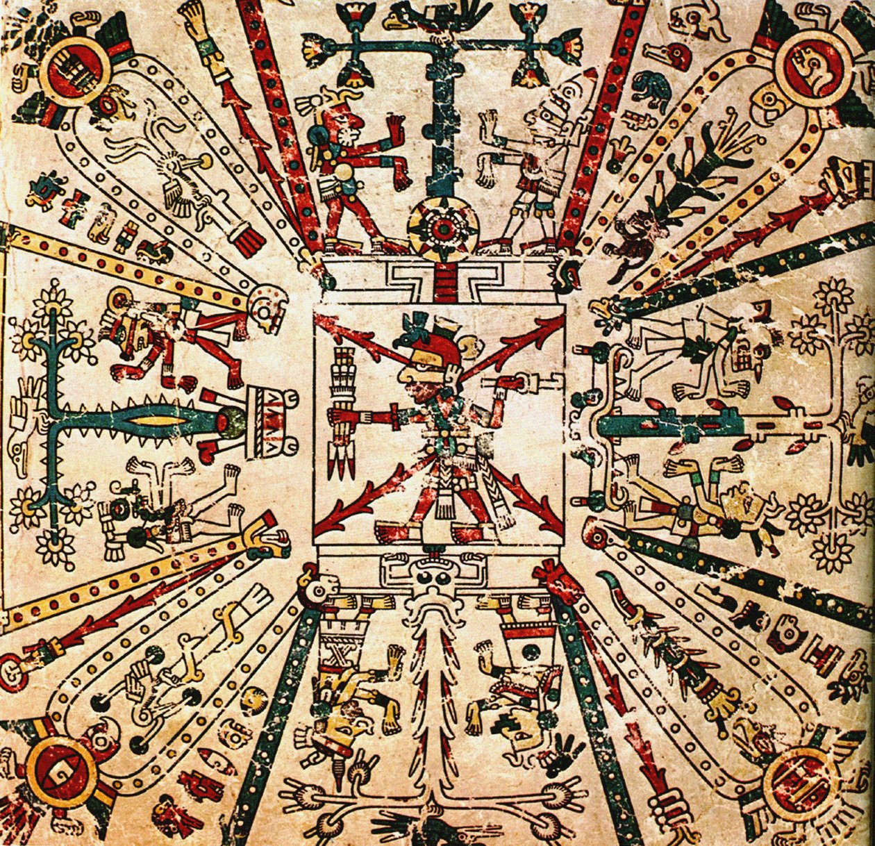 Dieu aztèque Xiuhtecuhtli. Le Codex Fejérváry-Mayer, 15ème siècle - Pre Columbian art