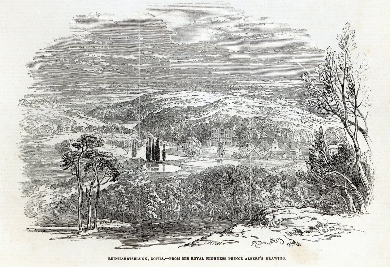 Reinhardtsbrunn, Gotha, gravé par W.J. Linton, de 