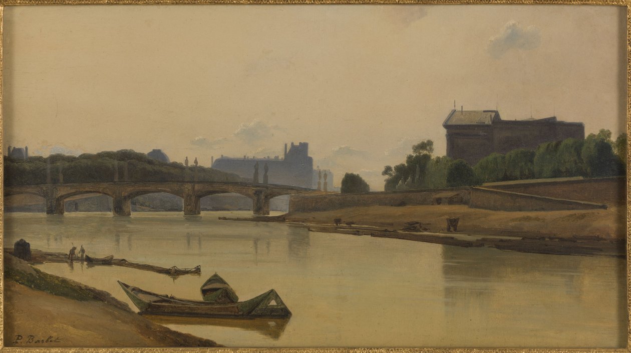 Le pont de la Concorde vu du quai de la Conférence, vers 1830 - Prosper Barbot