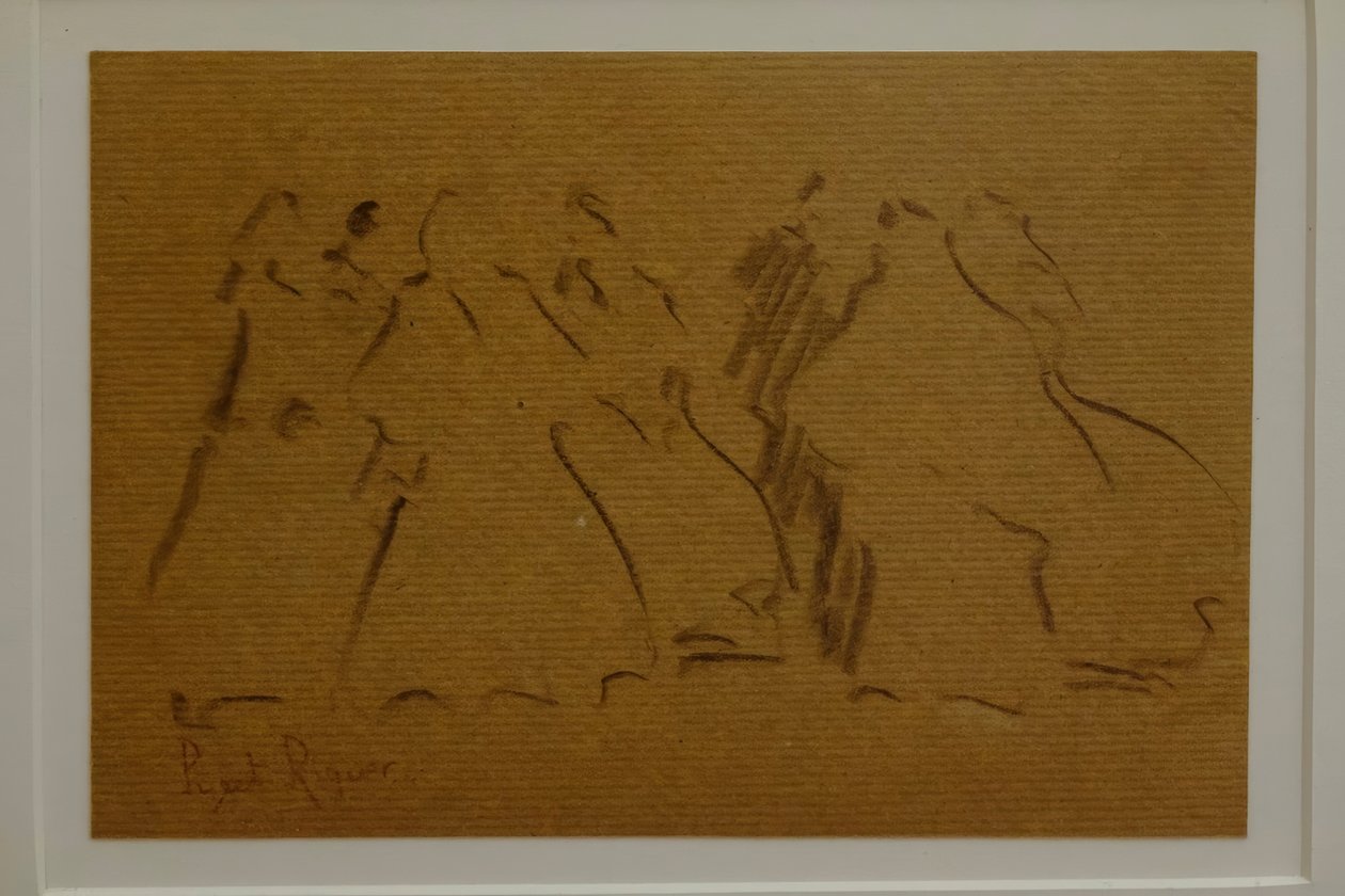 esquisse de figures féminines, Narcís Puget Riquer, dessin au fusain, musée Puget, maison noble de Can LLaudis, Dalt Vila, Ibiza, îles Baléares, Espagne - Puget Riquer