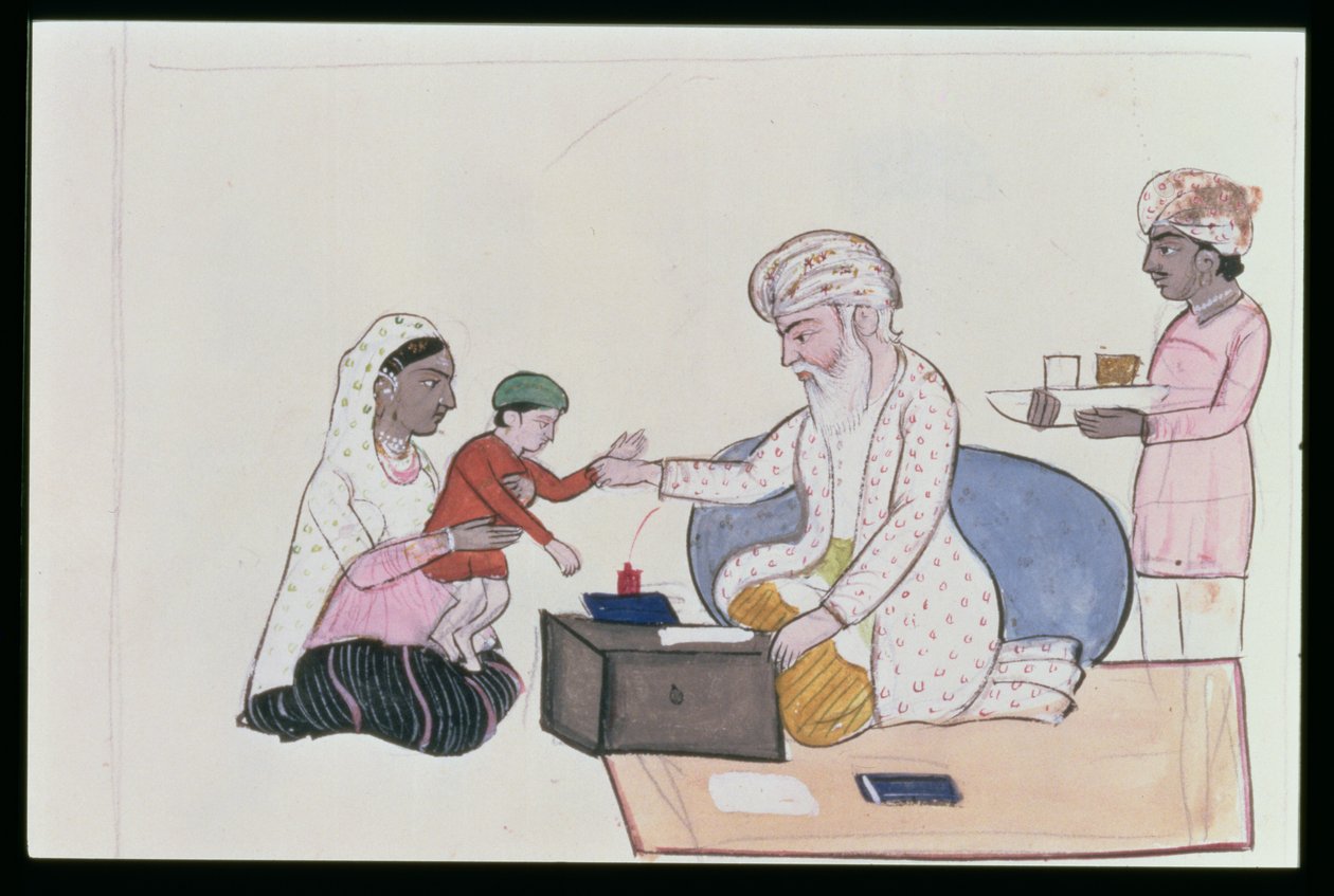 Docteur indien examinant un patient, c.1890 - Punjabi School