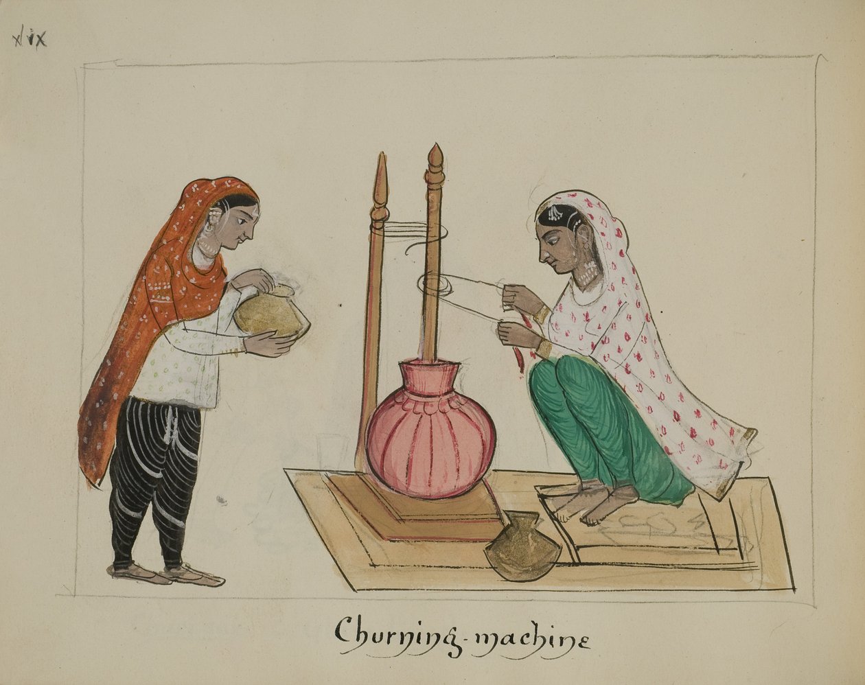 Deux femmes avec une baratte - Punjabi School