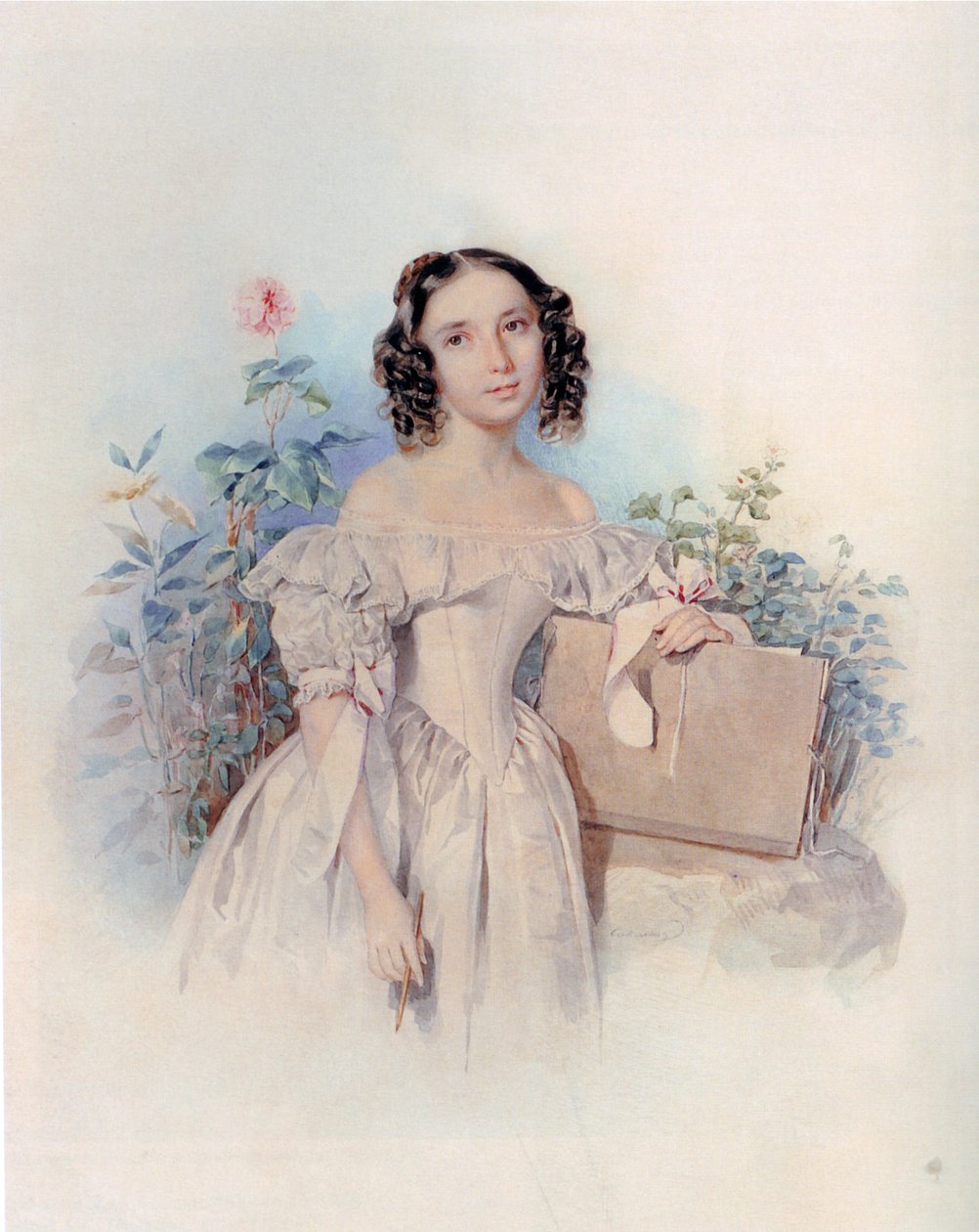 Portrait de la princesse Helen Biron von Curland, née Meshcherskaya 1818-1843, années 1830 - Pyotr Fyodorovich Sokolov