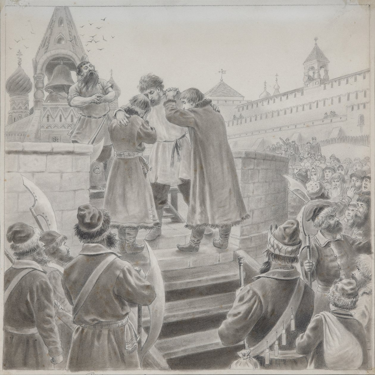 Illustration du poème Le Chant du marchand Kalashnikov par M. Lermontov - Pyotr Ivanovich Korovin