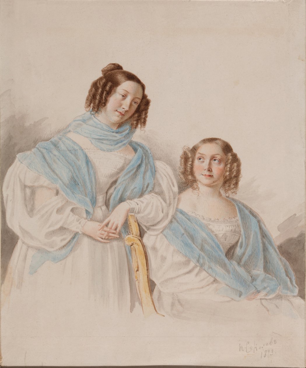 Portrait des sœurs Comtesses Antonina Dmitrievna 1813-1891 et Lidia Dmitrievna 1815-1882 Blud - Pyotr Petrovich Sokolov