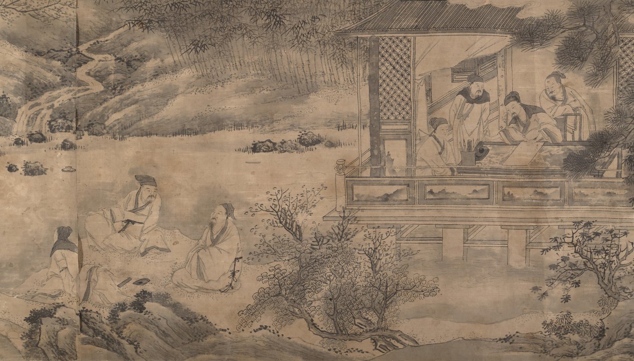 Réunion de poètes au Pavillon des Orchidées, daté de 1607 - Qian Gong