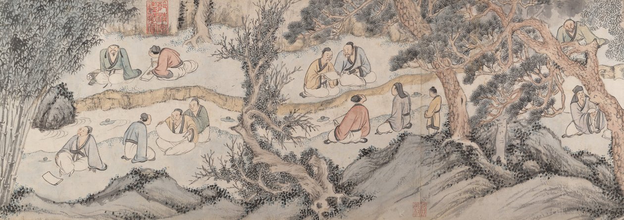 Rassemblement au Pavillon des Orchidées, datable à 1560 - Qian Gu