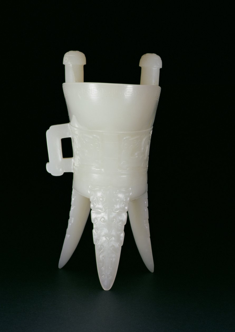Vase à libation impérial en bronze de forme Jue, période Qianlong (1736-95) - Qing Dynasty Chinese School
