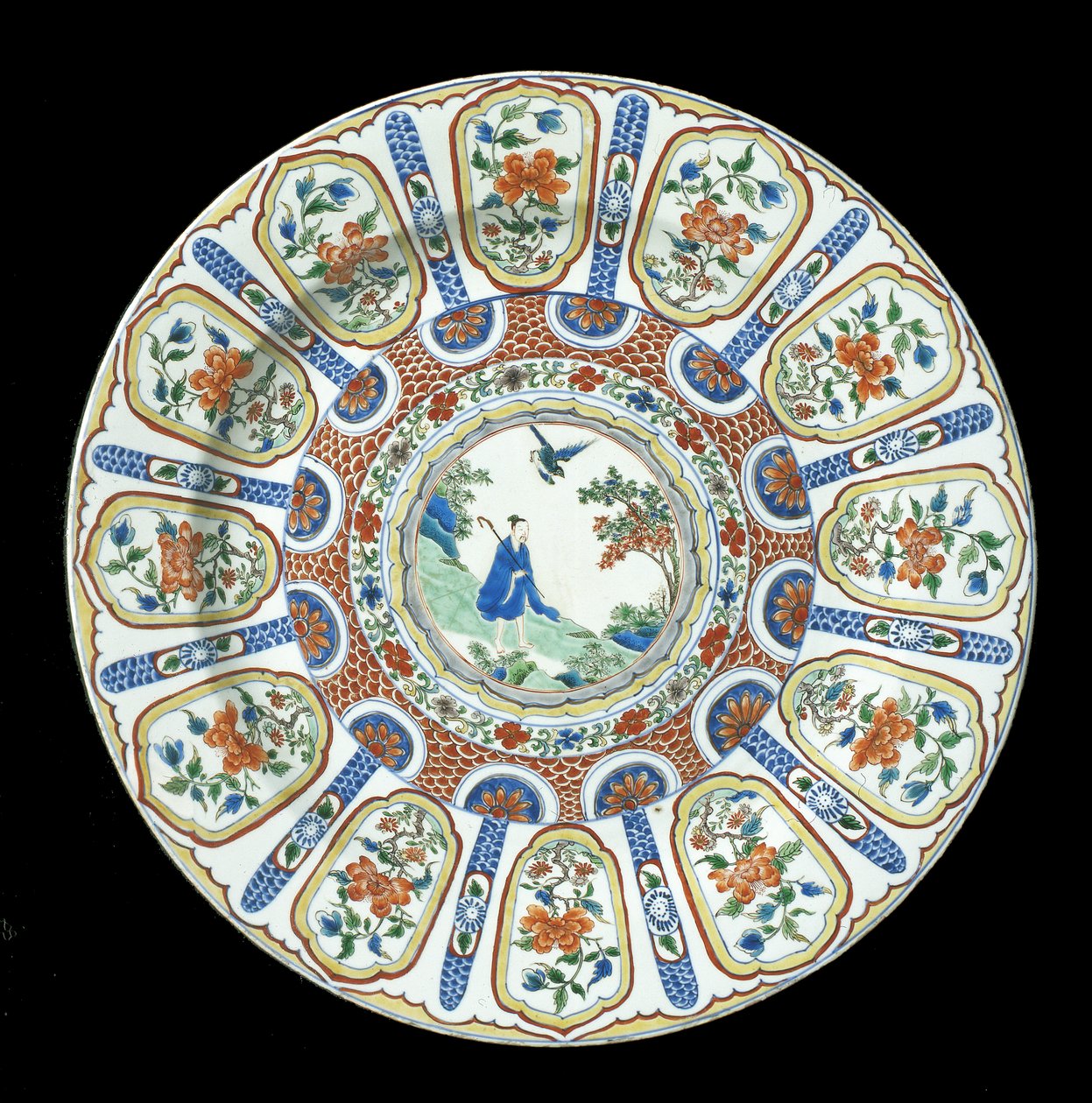 Un grand plat Imari vert, période Kangxi, 1662-1722 (porcelaine) - Qing Dynasty Chinese School