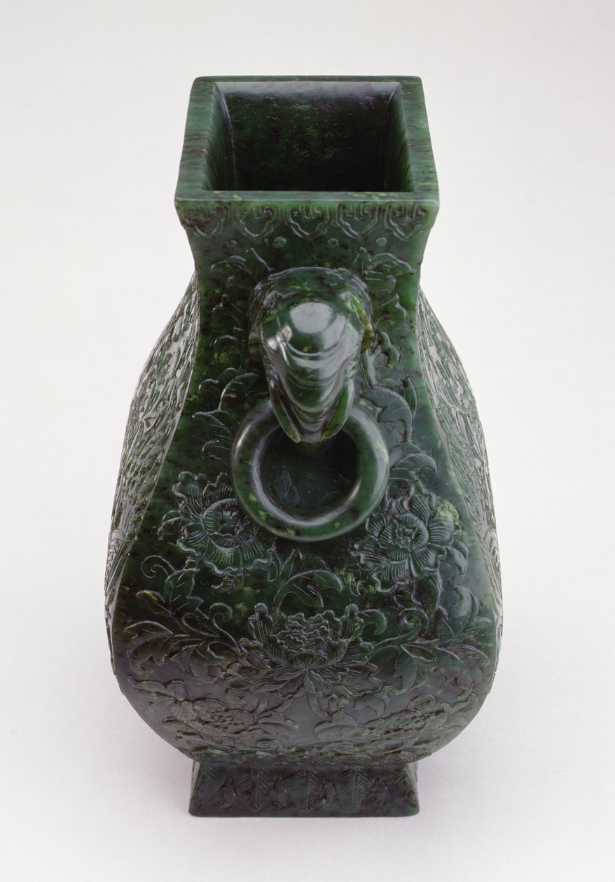 Vase impérial en bronze de forme Fang Hu, période Qianlong (1736-96) (jade) - Qing Dynasty Chinese School