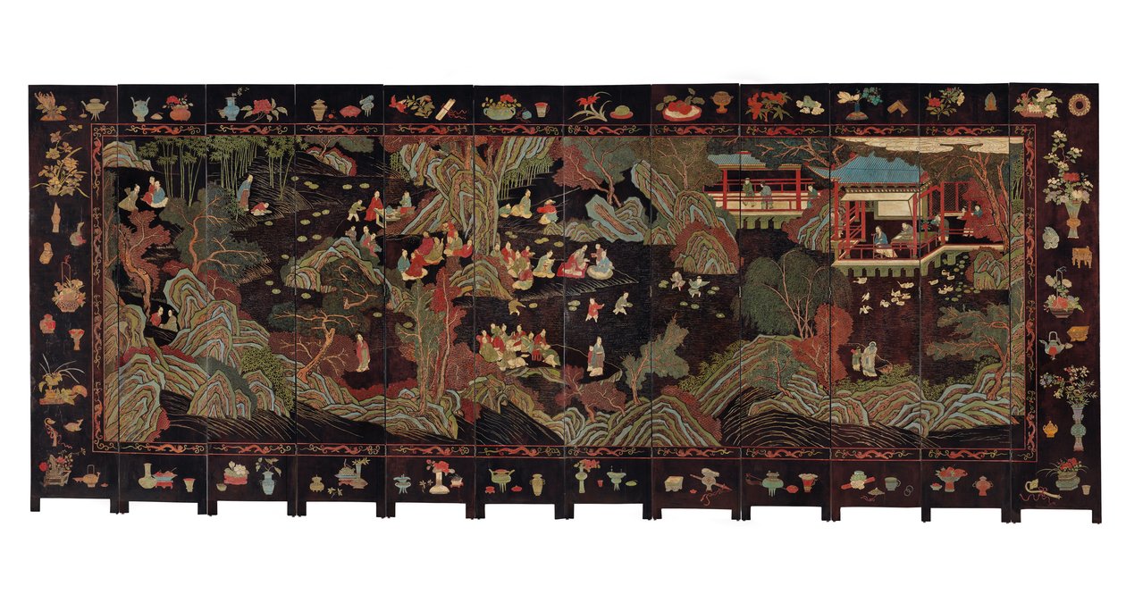 Écran coromandel à douze volets, XVIIIe siècle - Qing Dynasty Chinese School