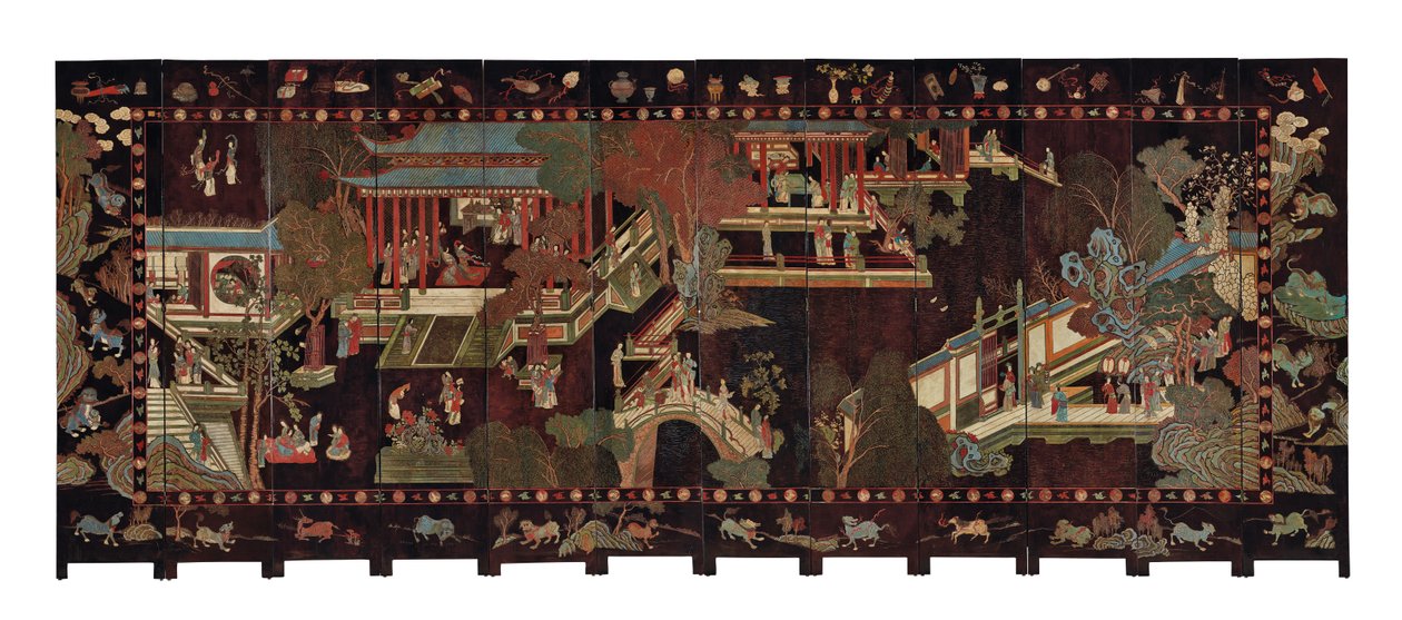Écran coromandel à douze volets, XVIIIe siècle - Qing Dynasty Chinese School