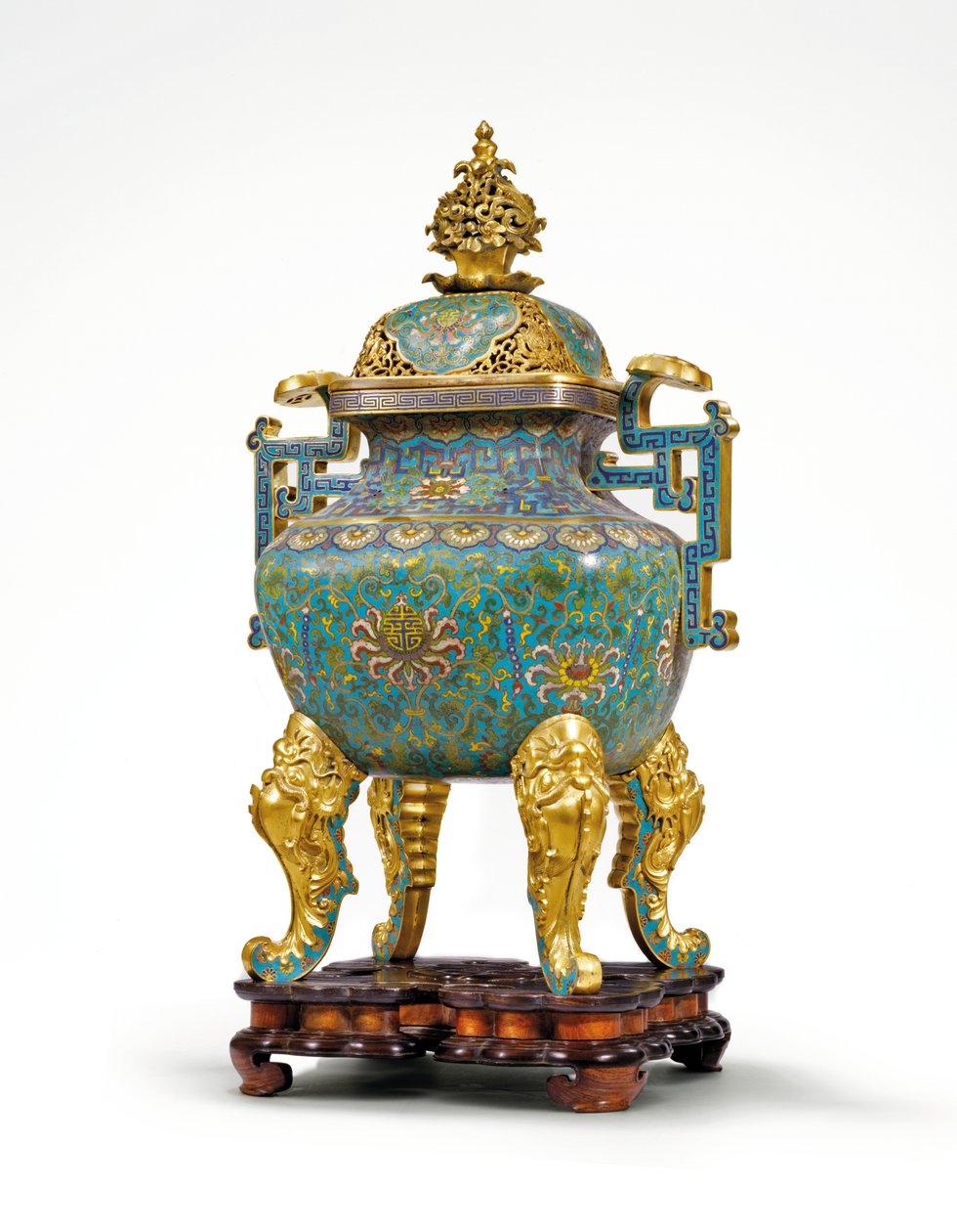 Grand encensoir impérial cloisonné avec poignée Ruyi - Qing Dynasty   Qianlong Period Chinese School