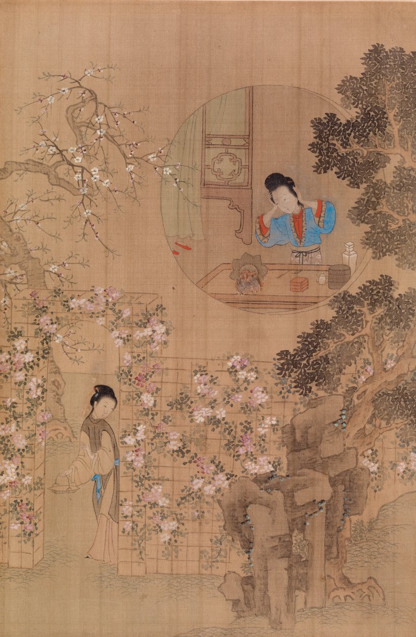Femme dans le jardin - Femme dans une fenêtre circulaire - Qiu Ying