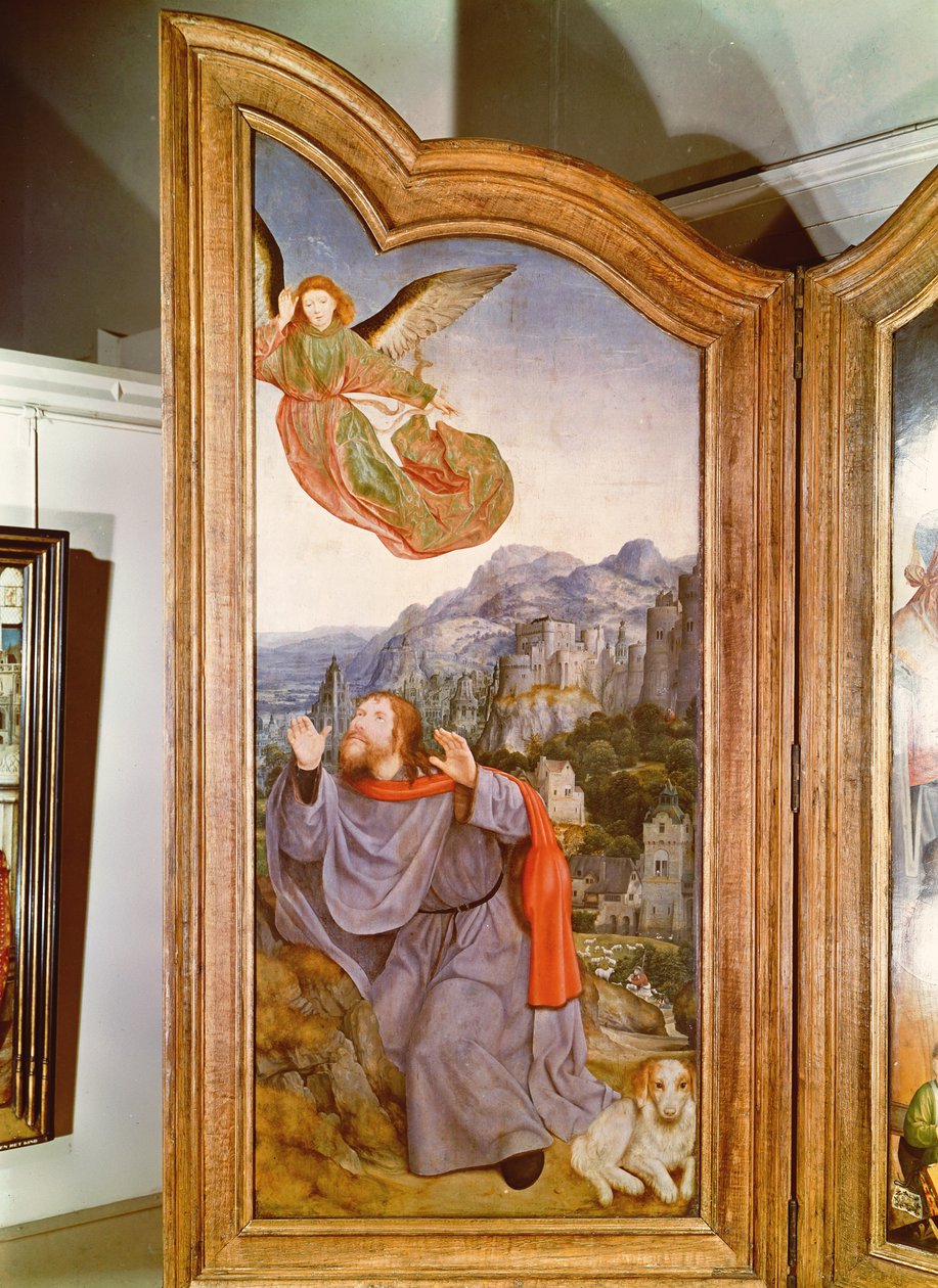 La Sainte Parenté, ou le Retable de Sainte Anne, détail du panneau gauche représentant l