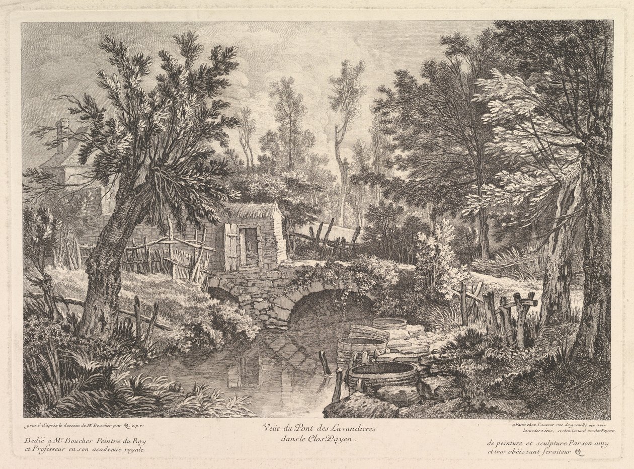 Vue du pont des Lavandières à la maison paysanne, milieu du 18e siècle - Quentin Pierre Chedel