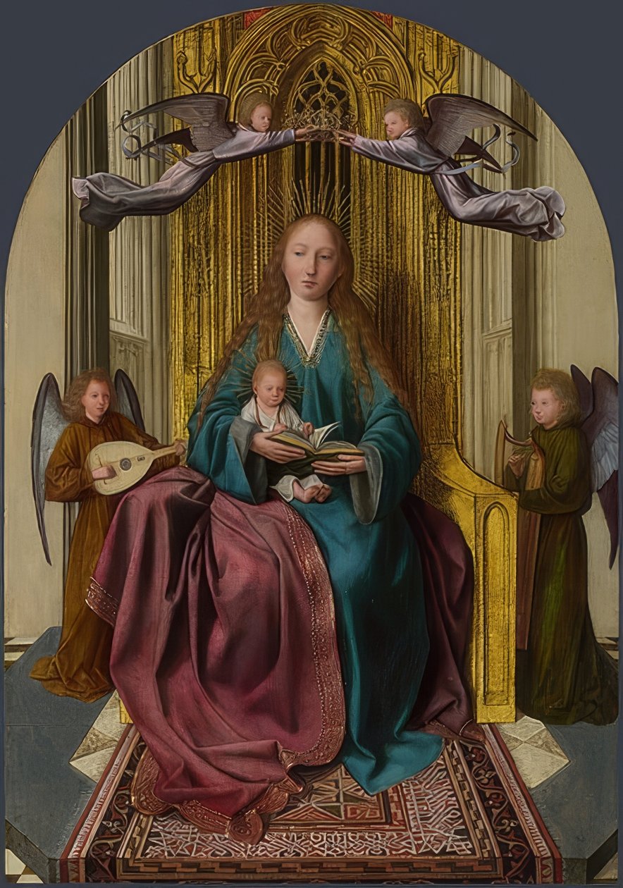 Madone en trône avec enfant et quatre anges - Quinten Massys