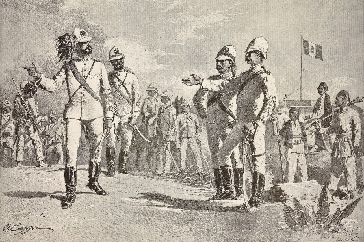 Soldats italiens et locaux, en uniformes de l