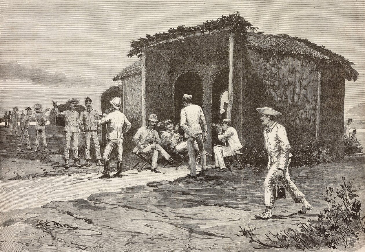 Officiers italiens près du pavillon du réfectoire, Abdel K