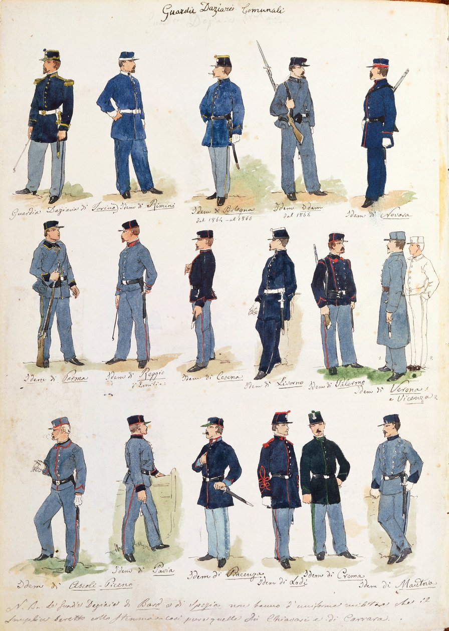 Uniformes des gardes financiers municipaux - Quinto Cenni