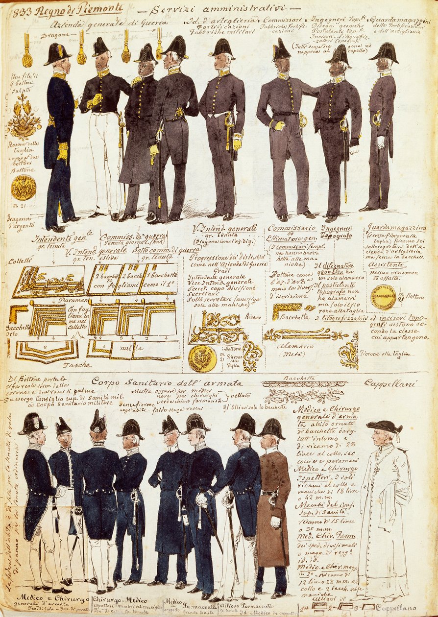 Divers uniformes du Royaume de Sardaigne - Quinto Cenni