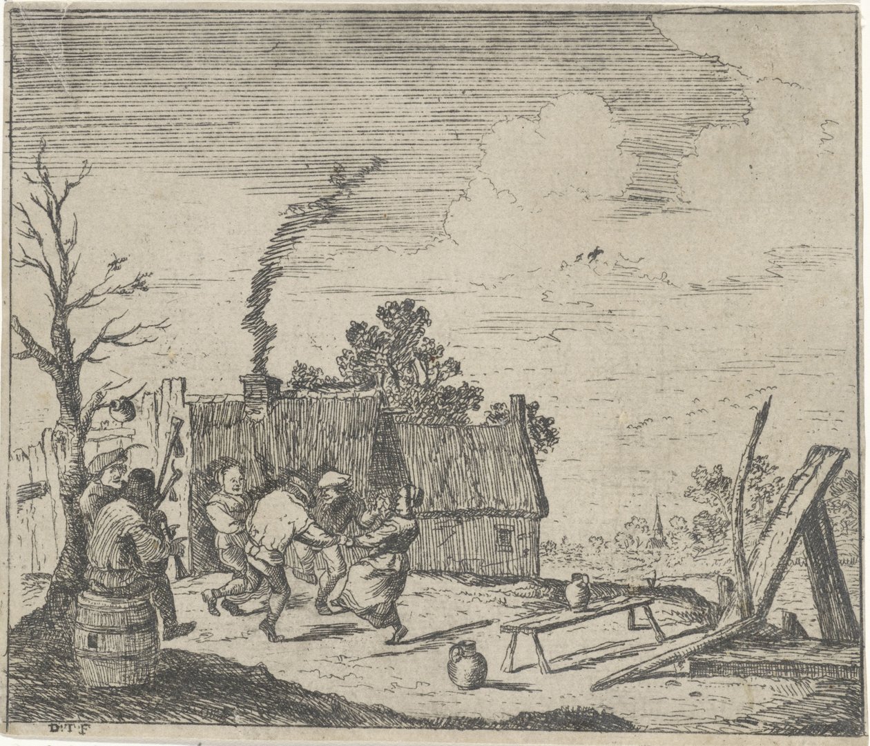 Paysans dansant au son de deux musiciens - Quirin Boel (possibly)