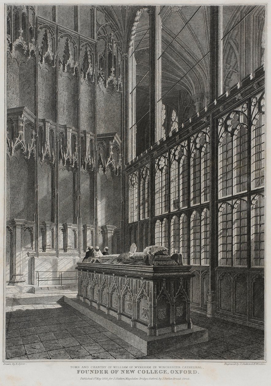 Tombe et chapelle de William Wykeham dans la cathédrale de Winchester, gravé par J. Skelton et H. Winkles - R. Essex