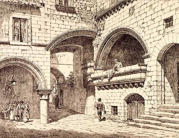 Partie de la Piazza San Pellegrino, Viterbo, Italie, de 